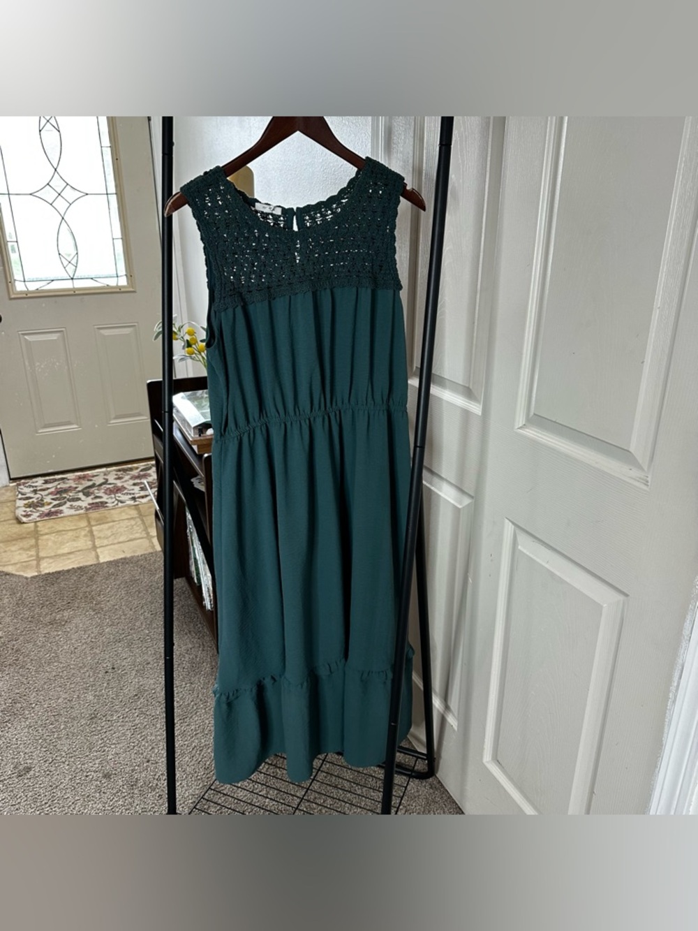 Maurices Teal Crochet Yoke Maxi Dress ❄️